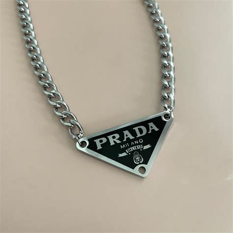 Prada triangle necklace